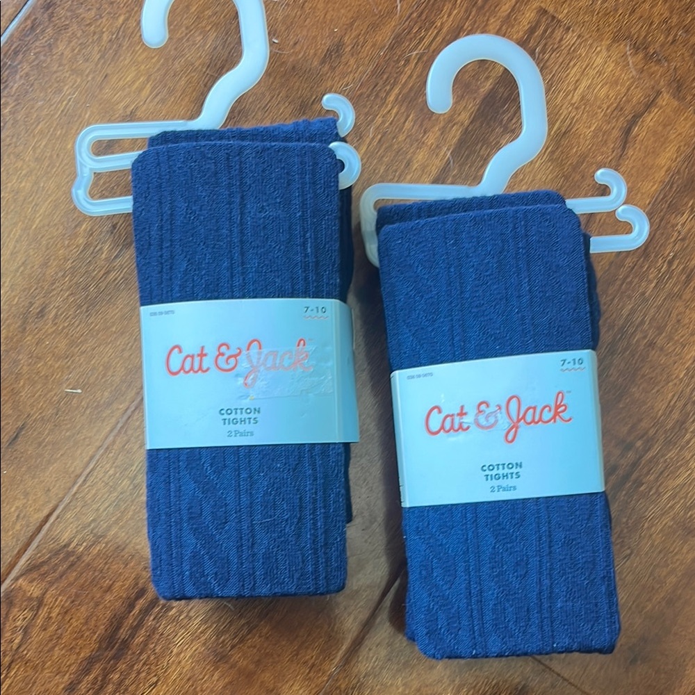 Cat & Jack Navy Cotton Tights (4 pairs)